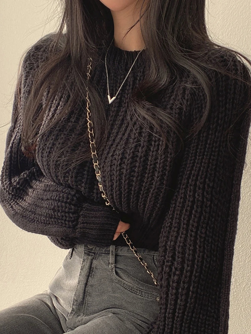 Women's Loose Knitted Sweater - Trendy, Cozy, and Stylish for Fall & Winter