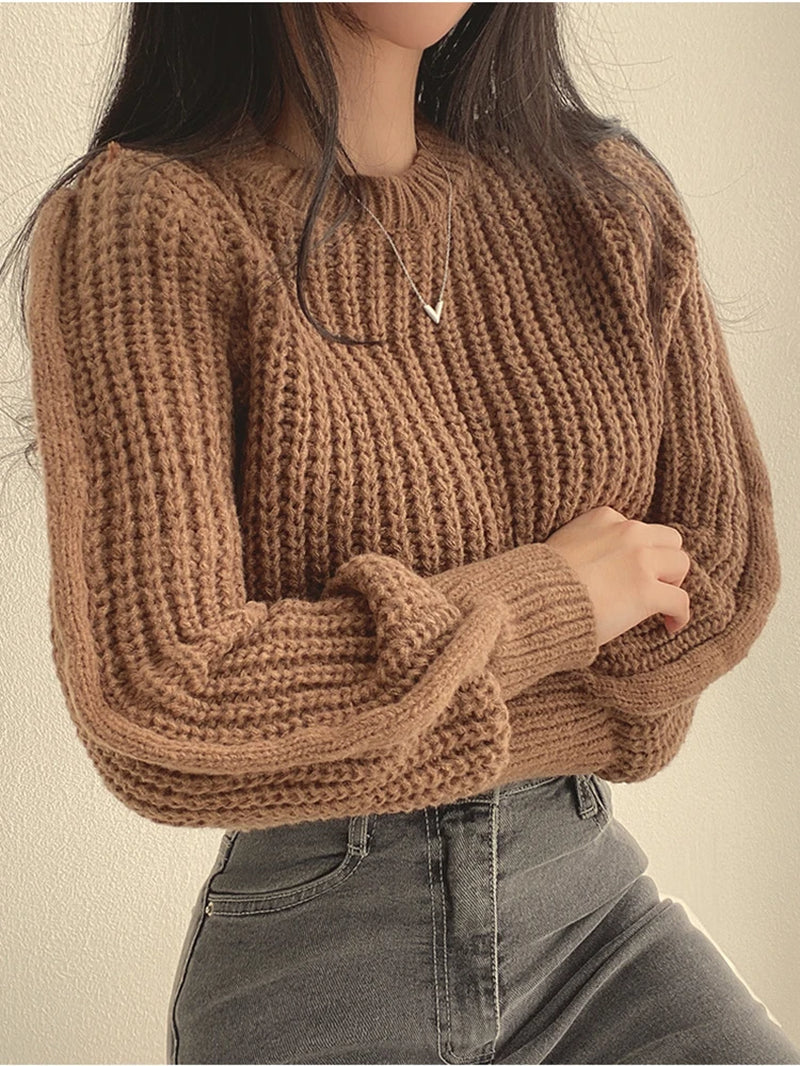 Women's Loose Knitted Sweater - Trendy, Cozy, and Stylish for Fall & Winter